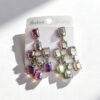 Wholesale Square rhinestone stud earrings 925 silver