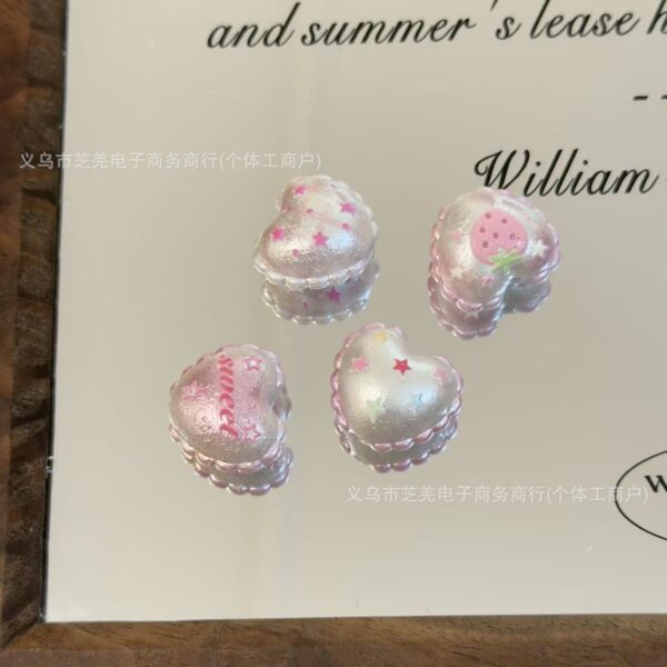 Wholesale 10pcs silk printed flower heart relief acrylic beads