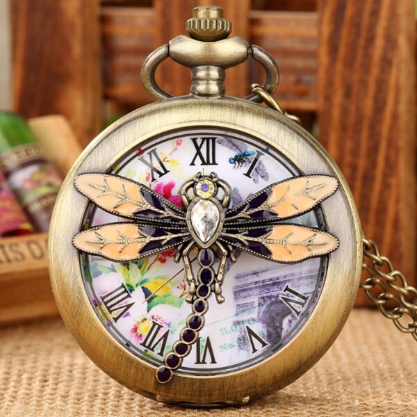 Wholesale Dragonfly Retro Roman Digital Pocket Watch