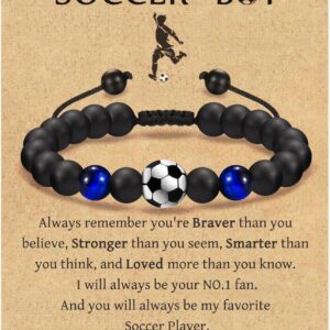 Double-sided blue tiger eye black matte football braided rope bracelet