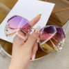 Wholesale Frameless cutting edge inlaid with diamonds Women Sunglasses