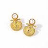 Wholesale Stainless Steel Retro Gold Coin Earrings