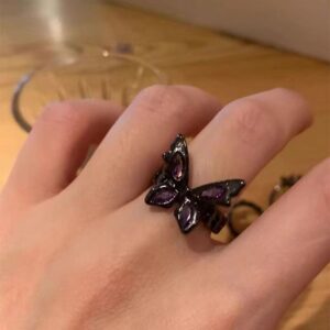 Dark purple zircon butterfly ring