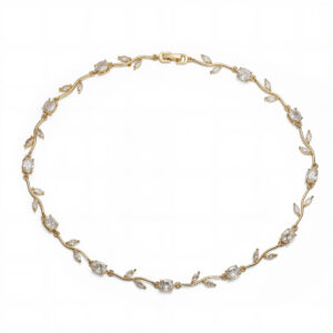 Golden white diamond tulip necklace