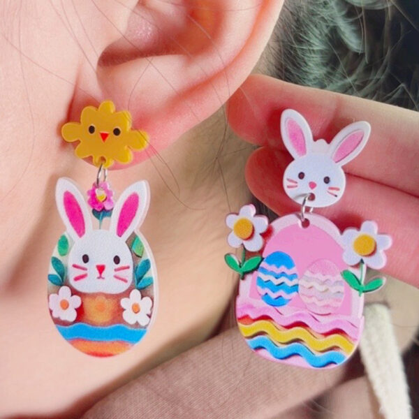 Wholesale Easter cartoon Easter egg bunny acrylic earrings