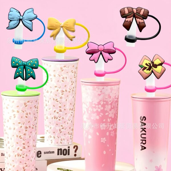 Wholesale Bow Straw Cap Silicone Straw Tube Cap
