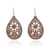 Wholesale Wooden Cut Out Fan-shaped Earrings Geometric Drop-shaped Earrings