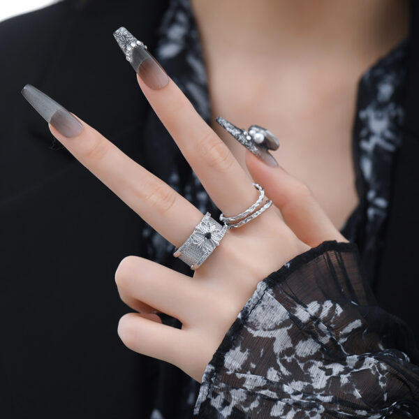 Wholesale Hollow Cross Iris Zircon Open Ring