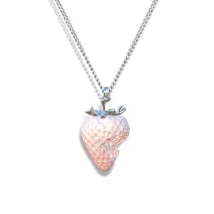 Pink strawberry necklace