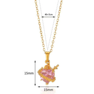 Gold necklace (pink)