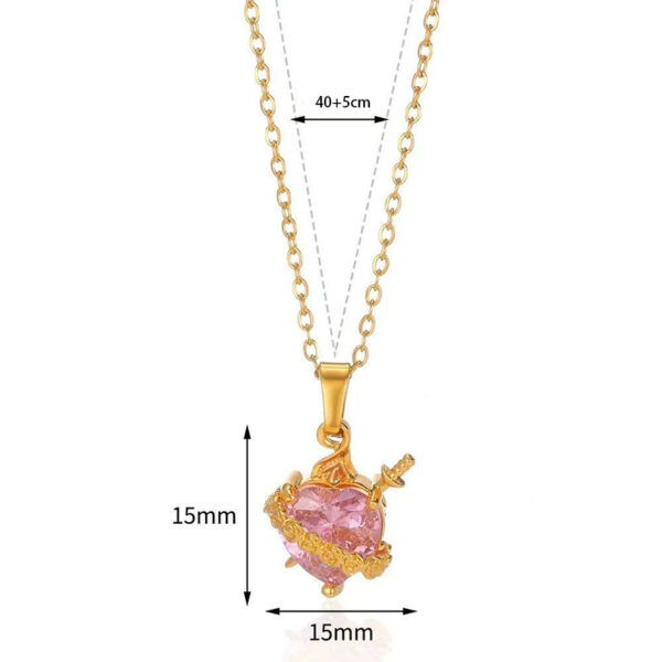 Wholesale Pink stone gold arrow studded diamond necklace