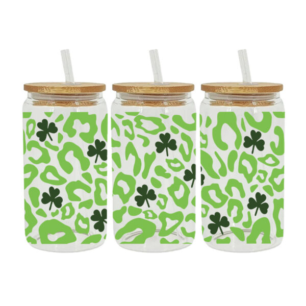Wholesale Colorful Cartoon Lucky Clover 16oz Cup UV DTF Wraps