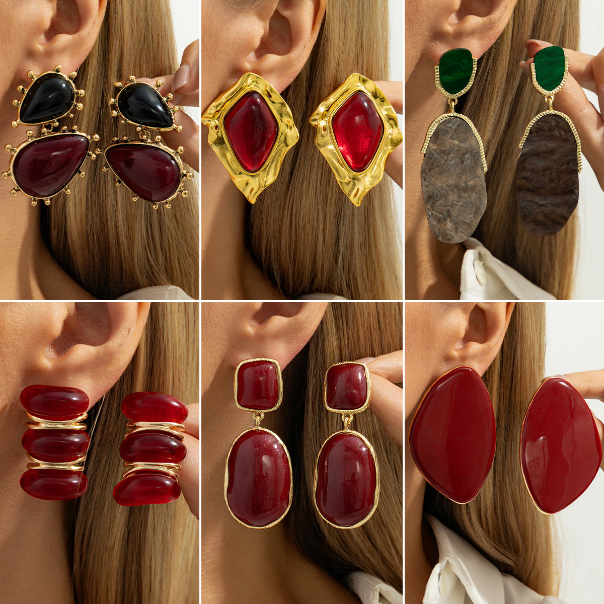 Wholesale Geometric irregular pleated metal ip earrings
