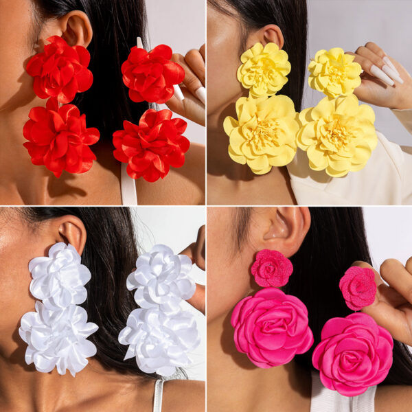 Wholesale Fresh and colorful floral Valentine's Day earrings