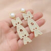 Wholesale Mother's Day Creative Letter Diamond Pearl Earrings Luxury Earrings