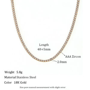 2mm zircon necklace 40 + 5cm-Gold