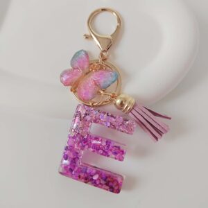 Purple letters-e / Purple letter keychain pendant