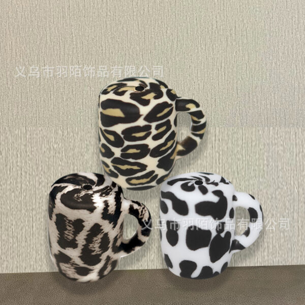 Wholesale 10PCS Leopard Print Water Cup Silicone Beads