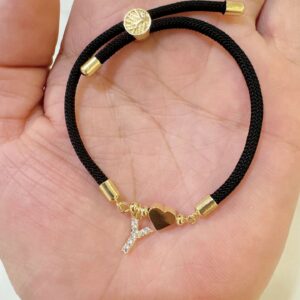 Black rope zircon letter bracelet—y
