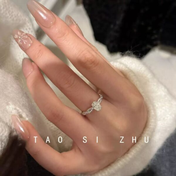 Wholesale Double layered micro inlaid zircon spiral opening ring
