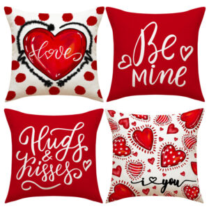 Wholesale Heart-Shaped Printed Pillow Cover Valentine's Day Linen Printed Cover