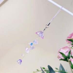 25b42 glazed butterfly lily of the valley wind chime (purple)