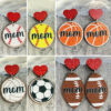 Wholesale Mother's Day Gift Baseball Football Love Wooden Earrings