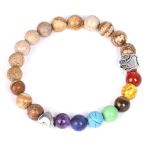Picture stone + silver dog paw bracelet