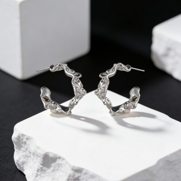 Wholesale Copper Metal Folded Hoop Earrings