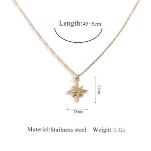 Stainless steel jewelry necklace with diamonds - Star pattern