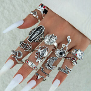 Wholesale Skull-themed dark gothic playing card extravagant ring