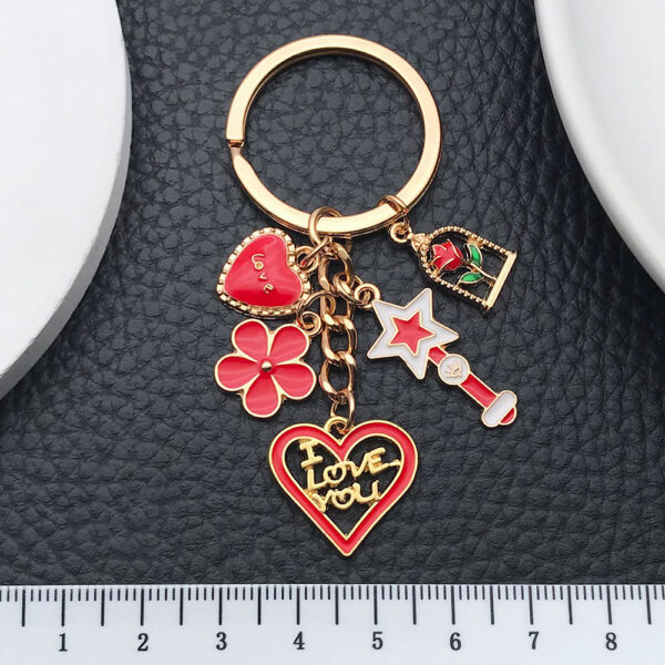 Wholesale Red Magic Wand Love Rose Cherry Blossom Keychain