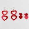 Wholesale Valentine's Day peach heart glitter red heart acrylic suit earrings