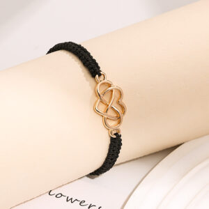 Black rope + golden 8-figure heart