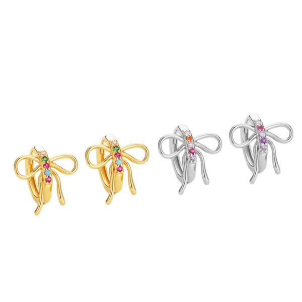 Wholesale Mixed-color zircon bow earrings for women
