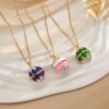 Wholesale Enamel colored Easter eggs with diamond inlay necklace