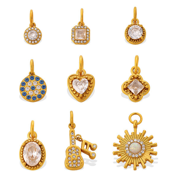 Wholesale Stainless Steel Zircon Sunflower Teardrop Pendant