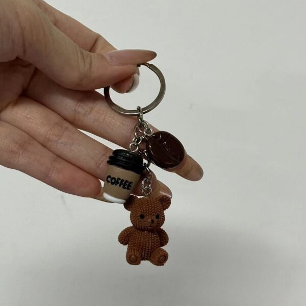 Wholesale Cartoon Mini Stereo Brown Bear Doll Coffee Bean Keychain Bag Pendant
