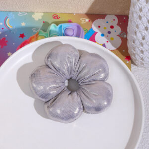 Silver flower hair tie
