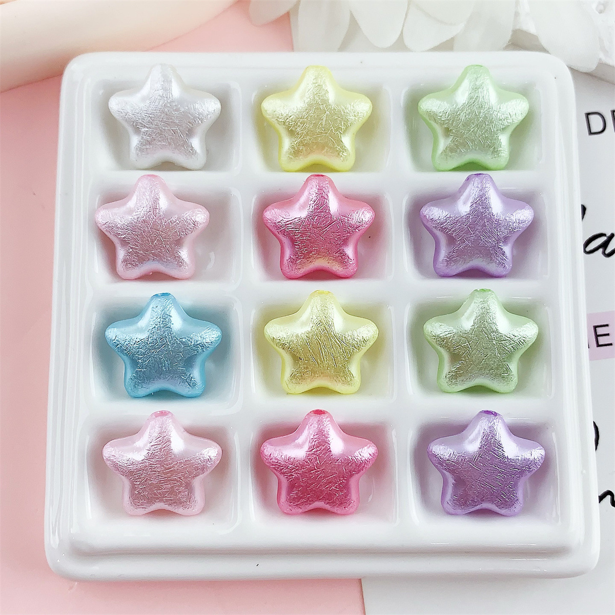 Wholesale Colorful Pearl Wrinkled Skin Pentagram Acrylic Beads