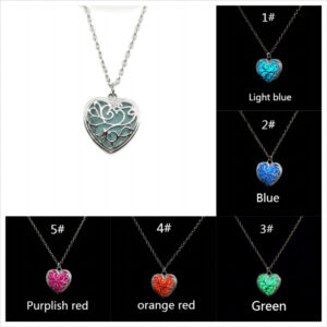 Wholesale Multi colored hollow luminous heart-shaped necklace