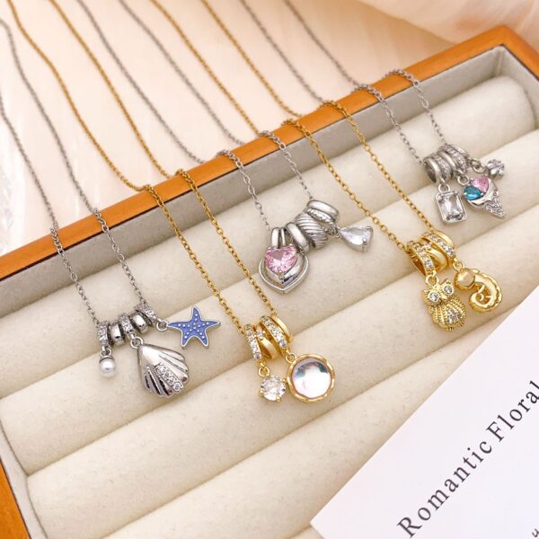 Wholesale Square Ice Cream Color Necklace Luxury Micro-Paved Zircon Temperament Accessory