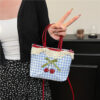 Wholesale Checkered cherry polka dot bow cute crossbody bag handbag