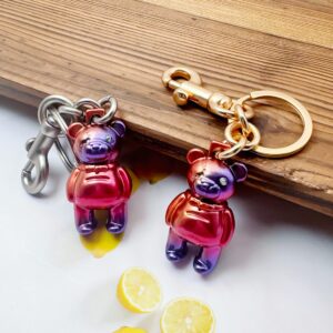 Wholesale Colorful Metal Gradient Bear Keychain