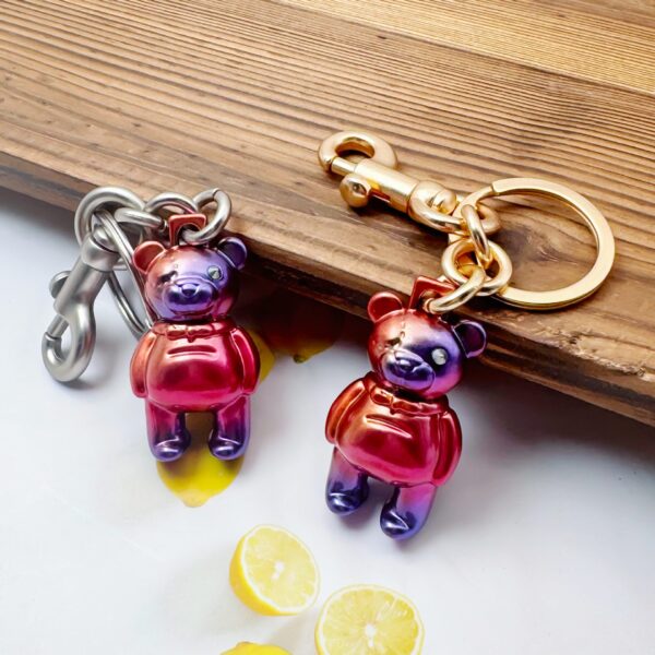 Wholesale Colorful Metal Gradient Bear Keychain