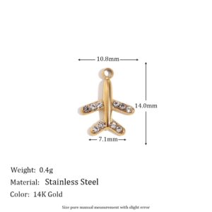 Zircon wings small aircraft pendant-Gold-white diamond