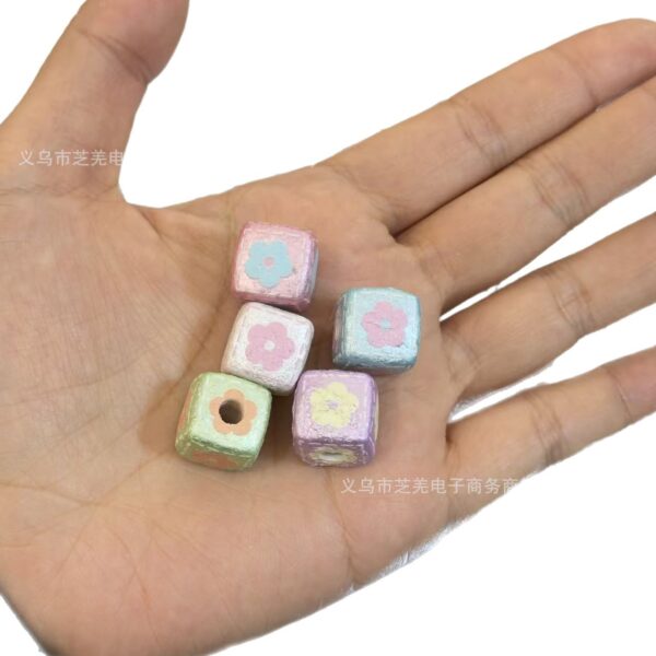 Wholesale 10pcs pearl wrinkled skin flower block acrylic beads