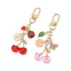 Wholesale Cherry butterfly ladybug daisy green leaf keychain Y2K bag pendant