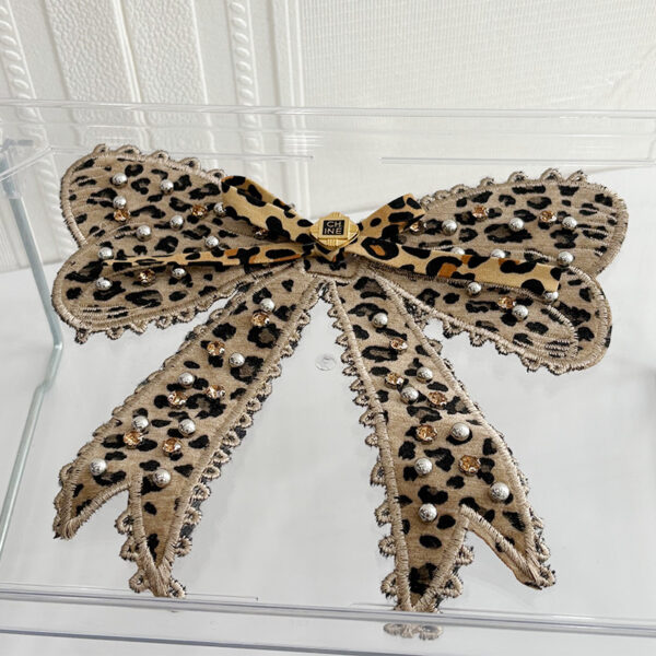 Wholesale Leopard print bow hot stamping embroidery DIY Patches