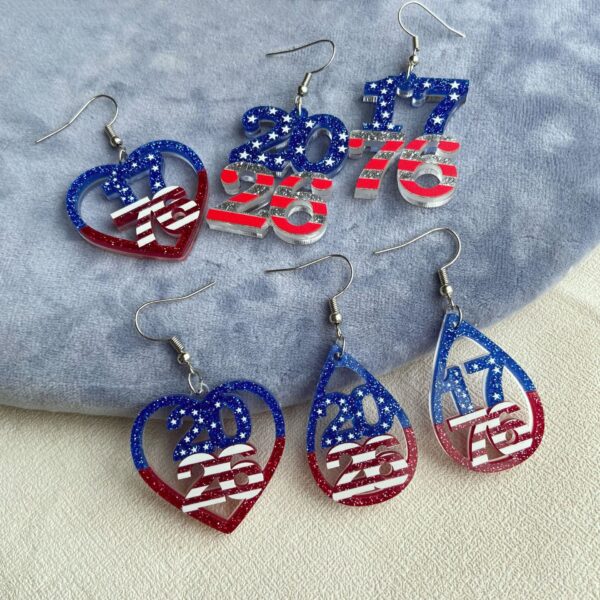 Wholesale Independence Day Acrylic Heart Earrings